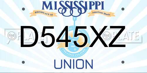D545XZ Mississippi License Plate