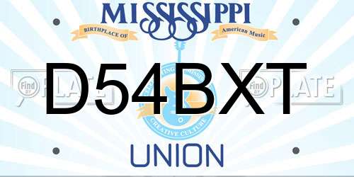 D54BXT Mississippi License Plate