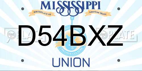 D54BXZ Mississippi License Plate