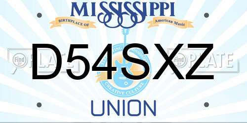 D54SXZ Mississippi License Plate