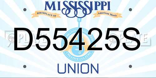 D55425S Mississippi License Plate