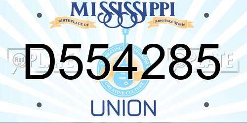 D554285 Mississippi License Plate