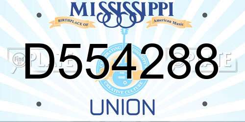 D554288 Mississippi License Plate