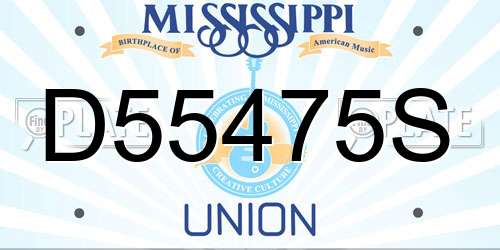 D55475S Mississippi License Plate