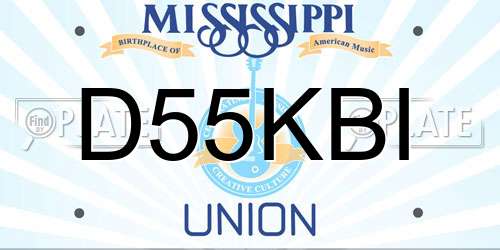 D55KBI Mississippi License Plate