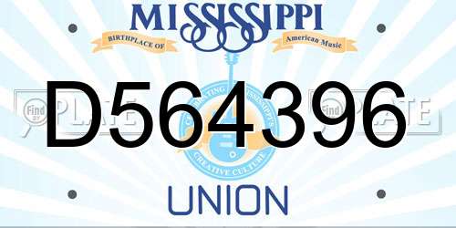 D564396 Mississippi License Plate