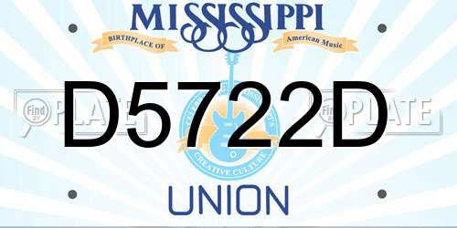 D5722D Mississippi License Plate