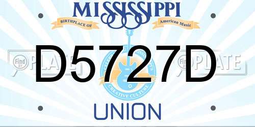D5727D Mississippi License Plate