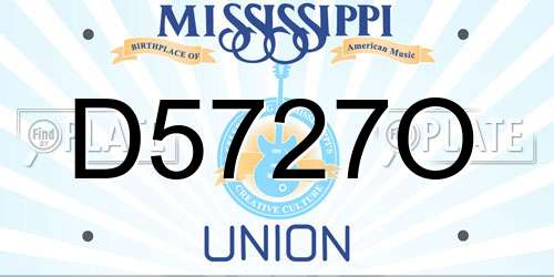 D5727O Mississippi License Plate