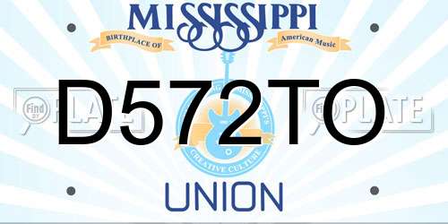 D572TO Mississippi License Plate