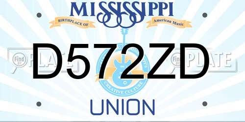 D572ZD Mississippi License Plate