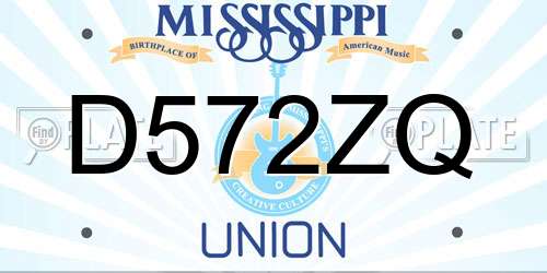 D572ZQ Mississippi License Plate