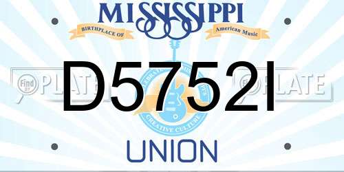 D5752I Mississippi License Plate