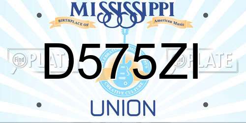 D575ZI Mississippi License Plate