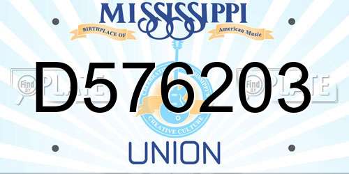 D576203 Mississippi License Plate