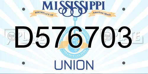 D576703 Mississippi License Plate
