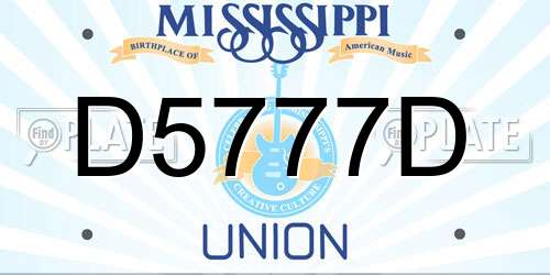 D5777D Mississippi License Plate