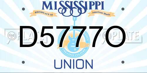 D5777O Mississippi License Plate