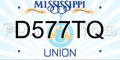 D577TQ Mississippi License Plate