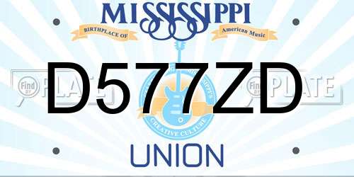 D577ZD Mississippi License Plate