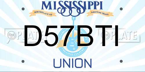 D57BTI Mississippi License Plate