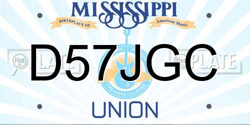 D57JGC Mississippi License Plate