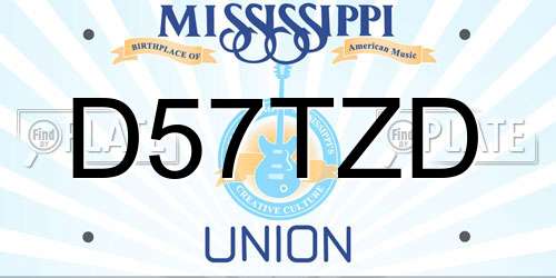 D57TZD Mississippi License Plate