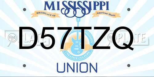 D57TZQ Mississippi License Plate