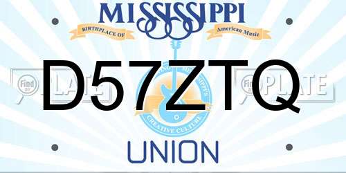 D57ZTQ Mississippi License Plate