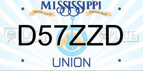D57ZZD Mississippi License Plate