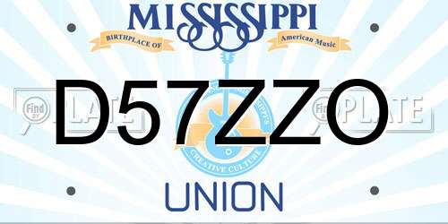 D57ZZO Mississippi License Plate