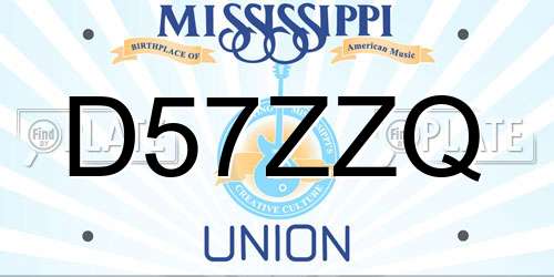 D57ZZQ Mississippi License Plate