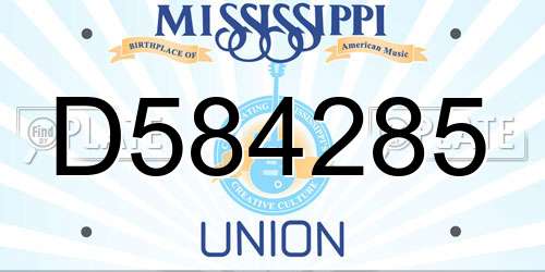 D584285 Mississippi License Plate