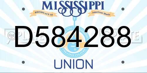 D584288 Mississippi License Plate