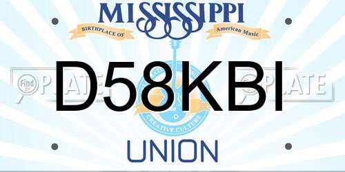 D58KBI Mississippi License Plate