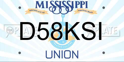 D58KSI Mississippi License Plate