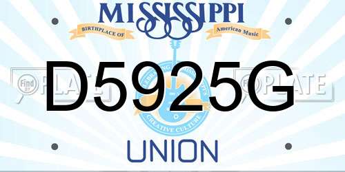 D5925G Mississippi License Plate