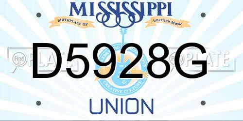 D5928G Mississippi License Plate