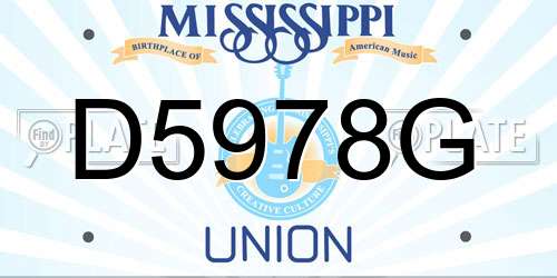 D5978G Mississippi License Plate