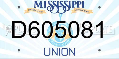 D605081 Mississippi License Plate