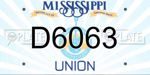 D6063 Mississippi License Plate