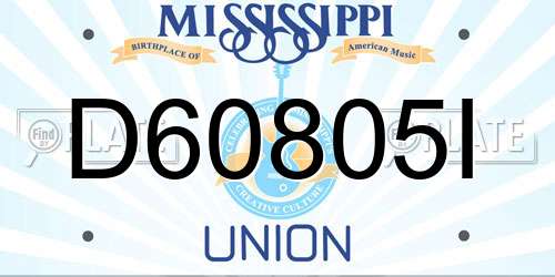 D60805I Mississippi License Plate