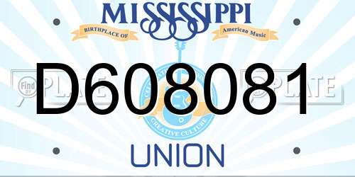 D608081 Mississippi License Plate
