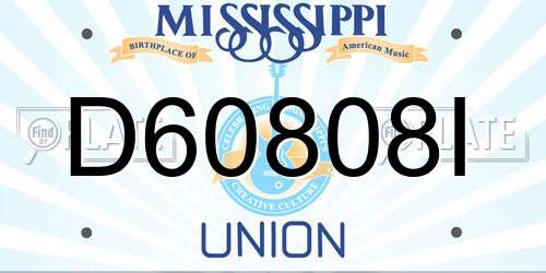 D60808I Mississippi License Plate