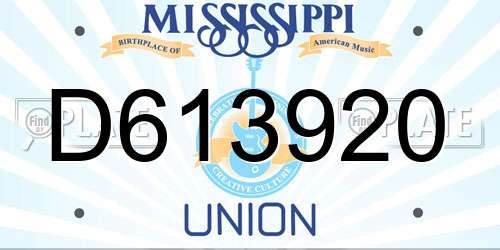D613920 Mississippi License Plate