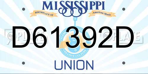 D61392D Mississippi License Plate