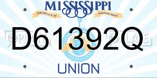 D61392Q Mississippi License Plate