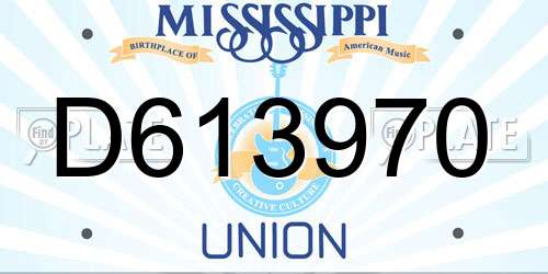 D613970 Mississippi License Plate