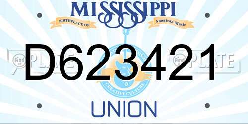 D623421 Mississippi License Plate