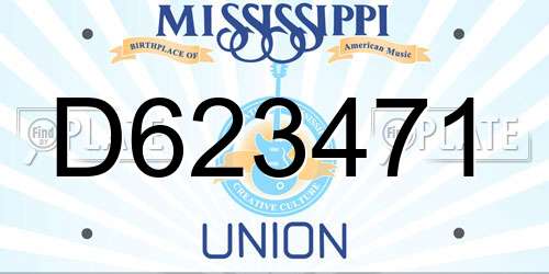 D623471 Mississippi License Plate